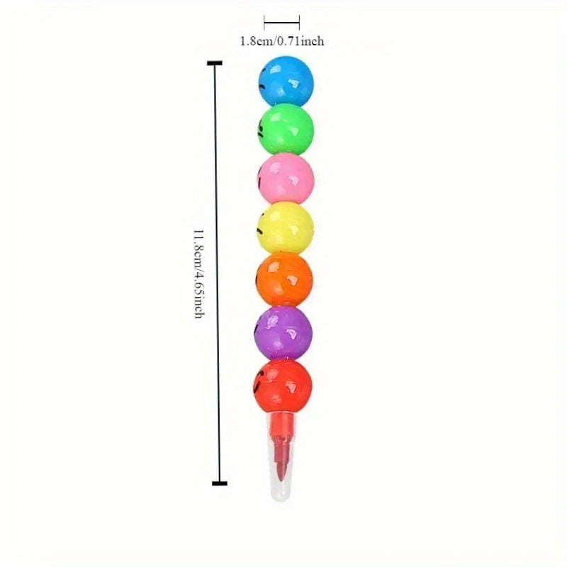 10pcs Fun Cartoon Face Crayons 7 Colors Building Block School Rewards Birthday