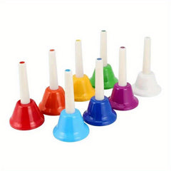 8 Note Hand Bells Set Adults Clear Sound with Handles Festive Celebrations