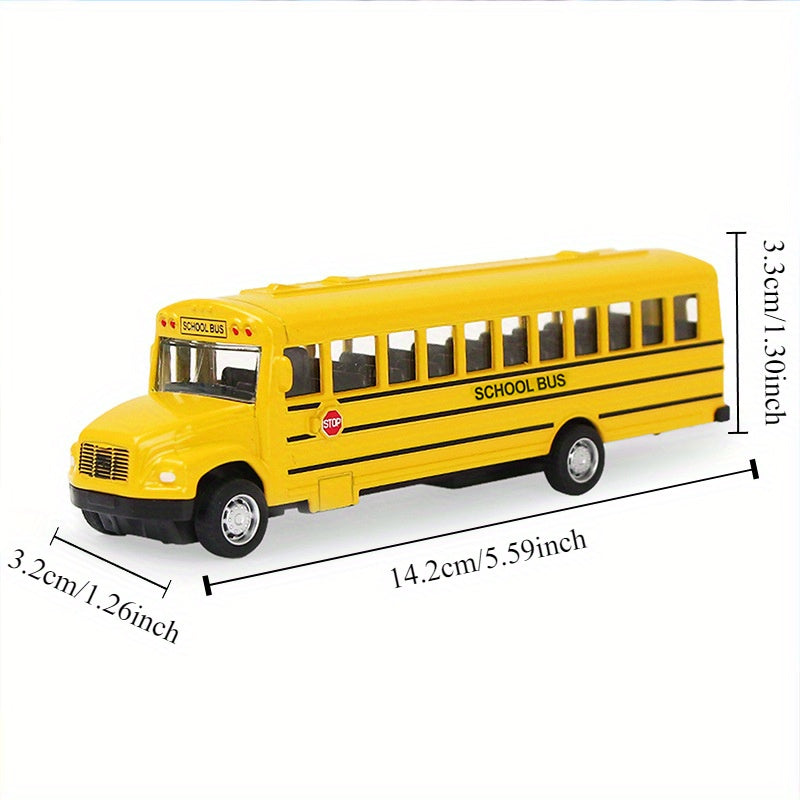 1:64 Diecast School Bus Toy Car Inertia Model Pull Back Kids Educational Gift