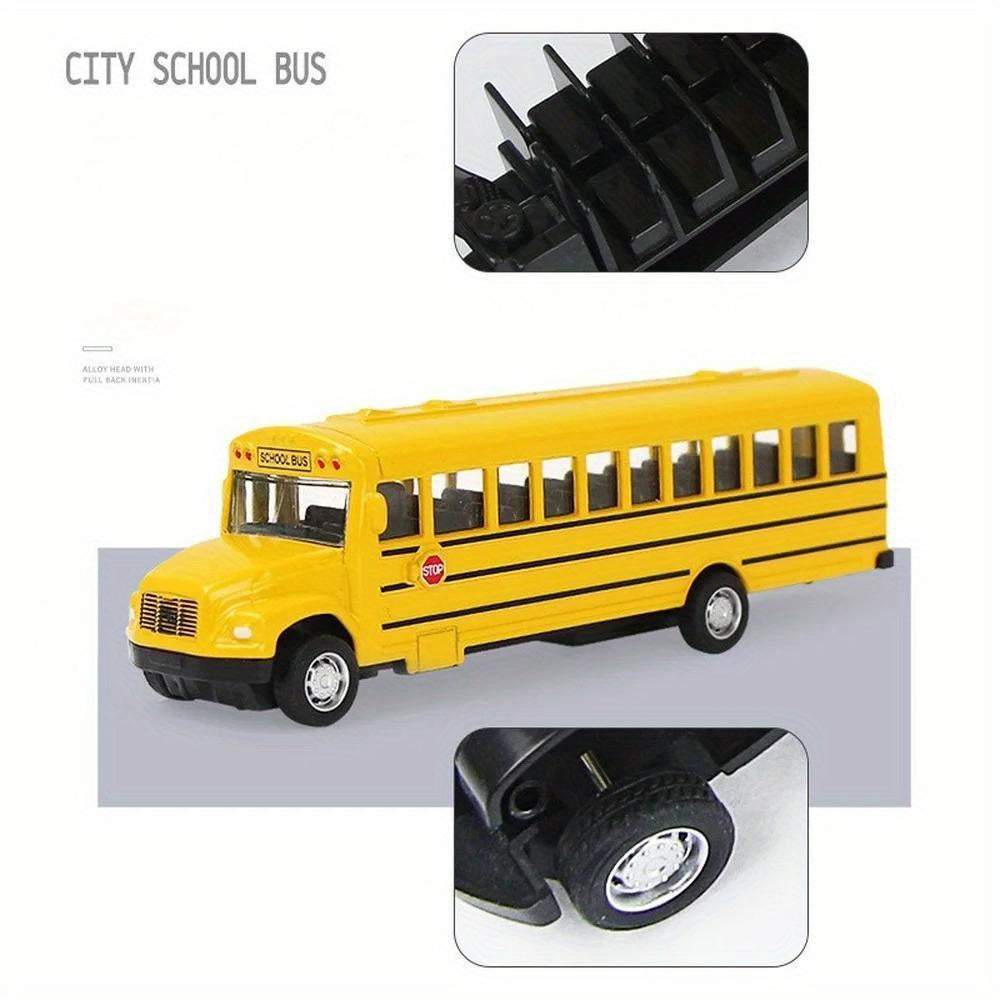 1:64 Diecast School Bus Toy Car Inertia Model Pull Back Kids Educational Gift