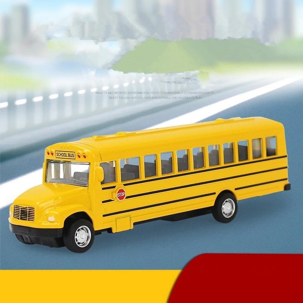 1:64 Diecast School Bus Toy Car Inertia Model Pull Back Kids Educational Gift