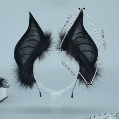 Bat Ears Headband Faux Fur Cosplay Accessory for Halloween Party