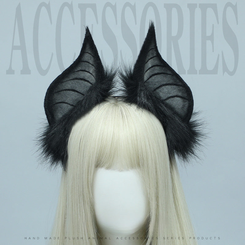 Bat Ears Headband Faux Fur Cosplay Accessory for Halloween Party
