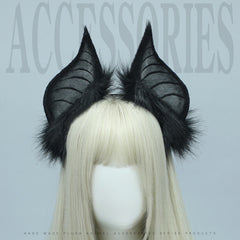 Bat Ears Headband Faux Fur Cosplay Accessory for Halloween Party