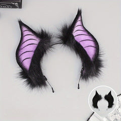 Bat Ears Headband Faux Fur Cosplay Accessory for Halloween Party