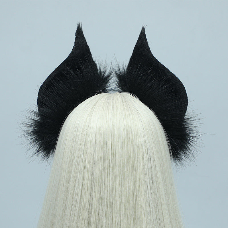 Bat Ears Headband Faux Fur Cosplay Accessory for Halloween Party