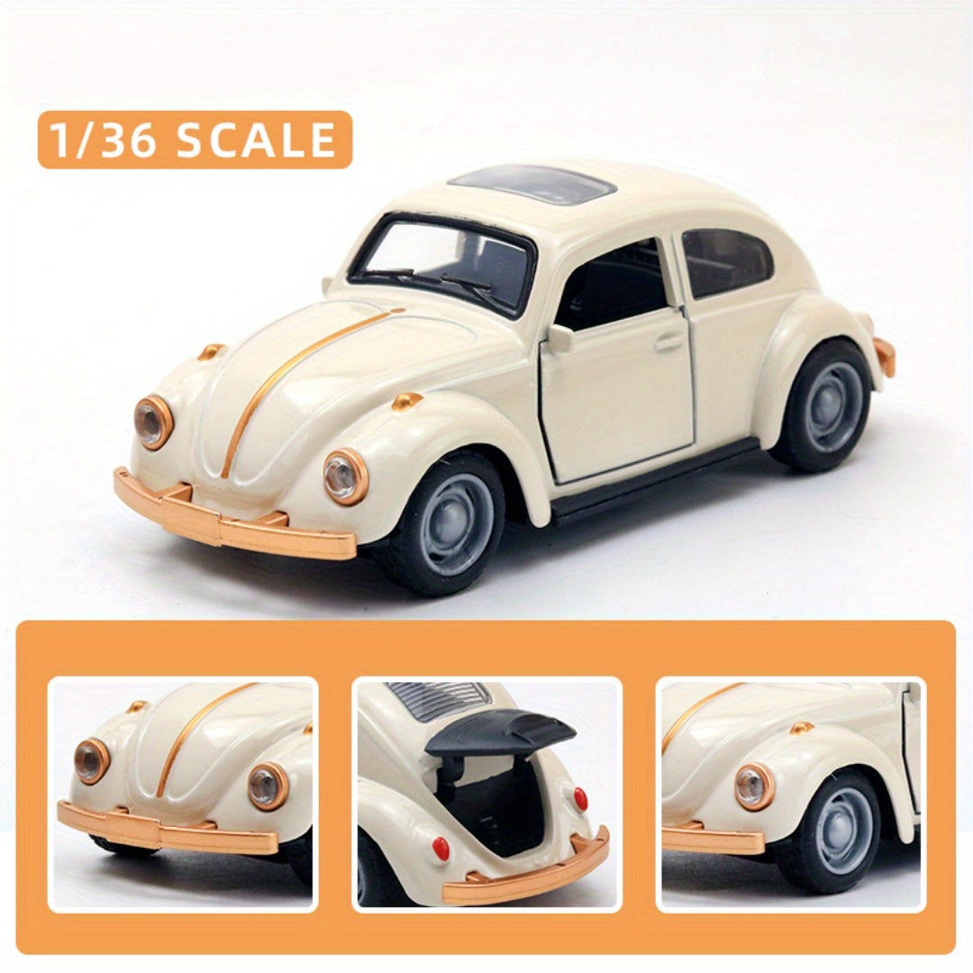 1:36 Scale Retro Beetle Die Cast Pull Back Vehicle with Opening Doors