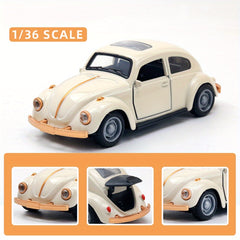 1:36 Scale Retro Beetle Die Cast Pull Back Vehicle with Opening Doors