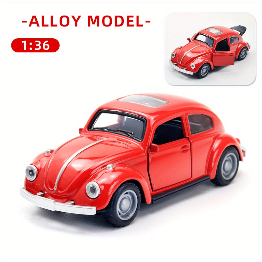1:36 Scale Retro Beetle Die Cast Pull Back Vehicle with Opening Doors