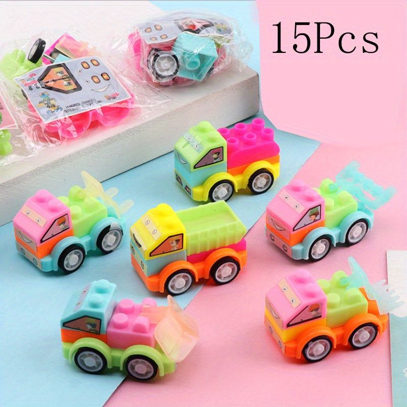 15Pcs Building Block Car Toys for Kids Educational Construction Vehicle Set