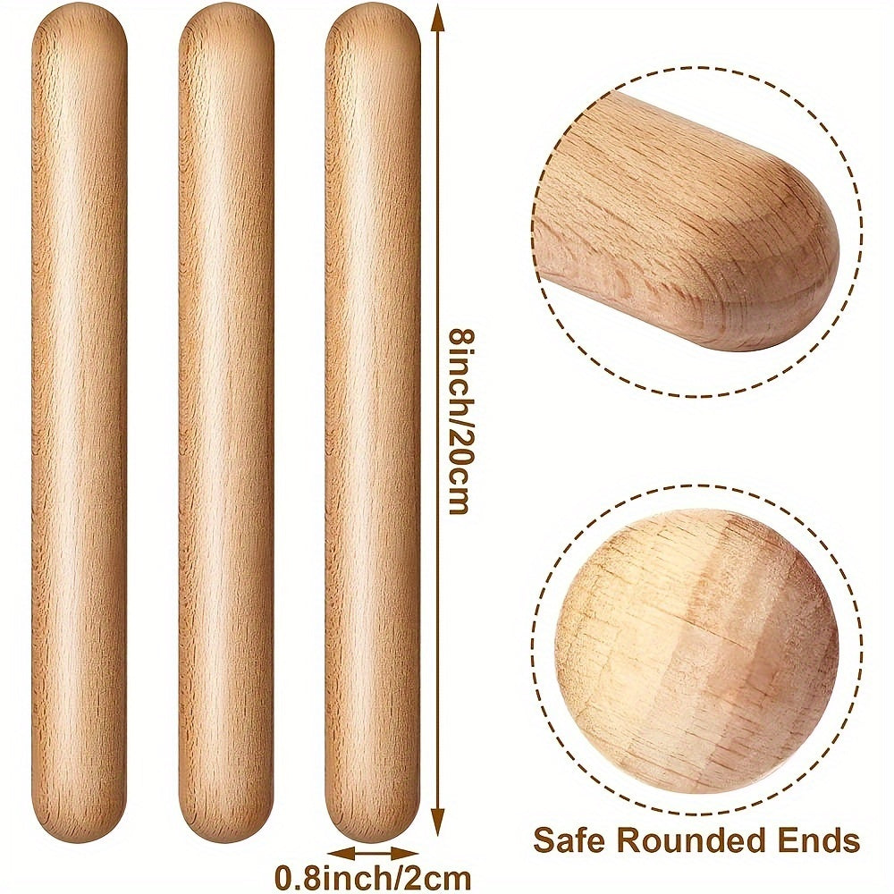 Kids Wooden Drumsticks 2 Pack Rhythm Music Sticks for Children 3-6 Years