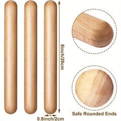 Kids Wooden Drumsticks 2 Pack Rhythm Music Sticks for Children 3-6 Years