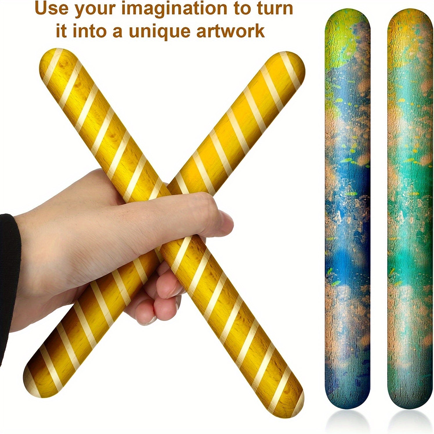 Kids Wooden Drumsticks 2 Pack Rhythm Music Sticks for Children 3-6 Years