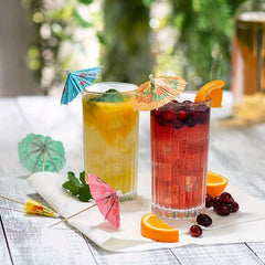 50pcs Tropical Umbrella Cocktail Picks Set, Assorted Colors for Summer Parties