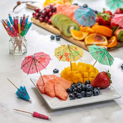 50pcs Tropical Umbrella Cocktail Picks Set, Assorted Colors for Summer Parties