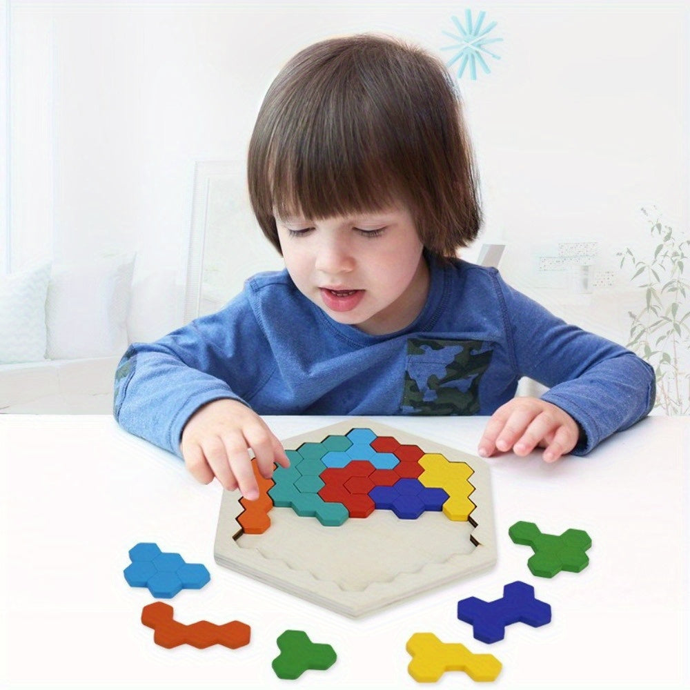 3D Hexagonal Wooden Puzzle Toy Brain Game