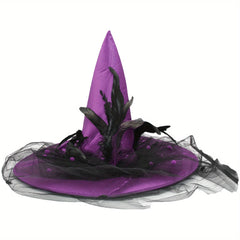 Feather Wizard Hats with Tulle Carnival Costume