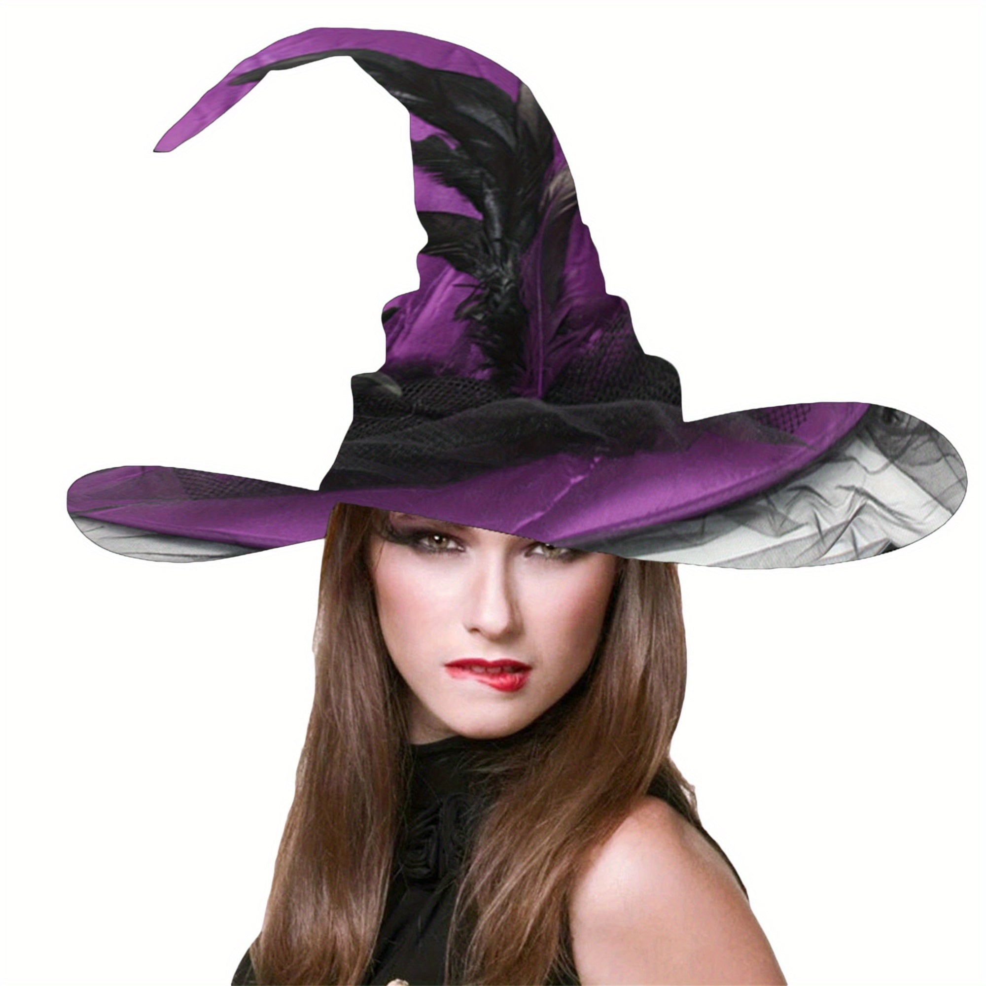Feather Wizard Hats with Tulle Carnival Costume