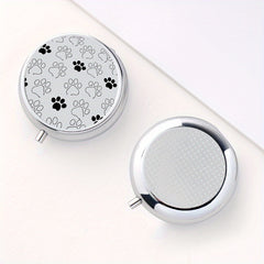 Paw Print Pattern Pill Box 3 Compartments Mini Metal Organizer Jewelry