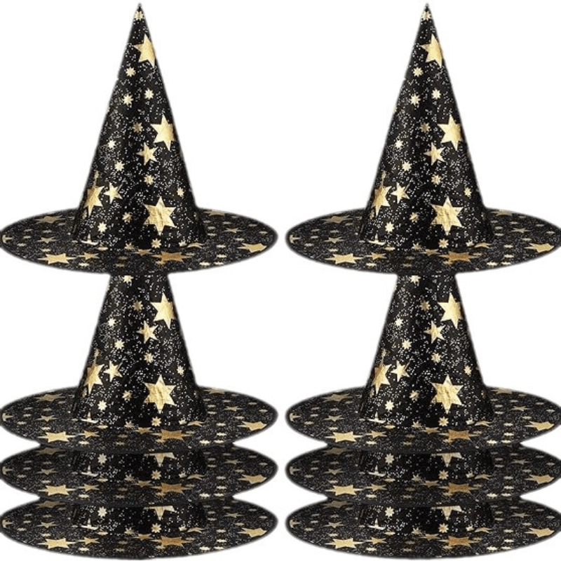 Spooky Witch Hat with Star Accents for Halloween & Magician Costumes