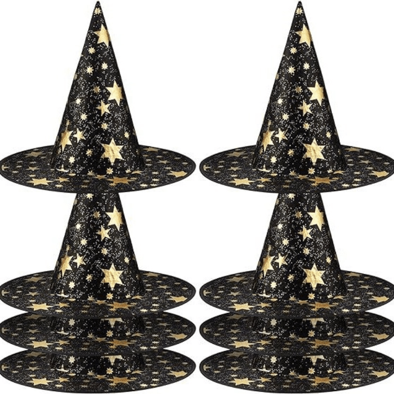 Spooky Witch Hat with Star Accents for Halloween & Magician Costumes