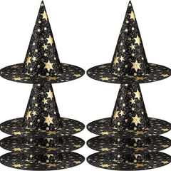 Spooky Witch Hat with Star Accents for Halloween & Magician Costumes
