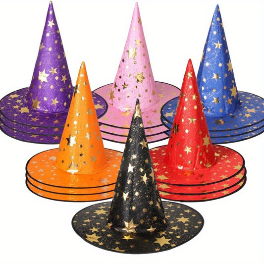 Spooky Witch Hat with Star Accents for Halloween & Magician Costumes