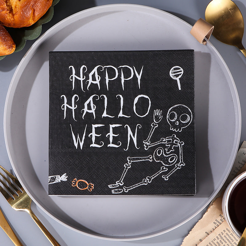 Halloween Party Napkins - Pumpkin & Bat Design Dinner Napkins - 20 Pack