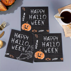 Halloween Party Napkins - Pumpkin & Bat Design Dinner Napkins - 20 Pack
