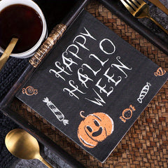 Halloween Party Napkins - Pumpkin & Bat Design Dinner Napkins - 20 Pack