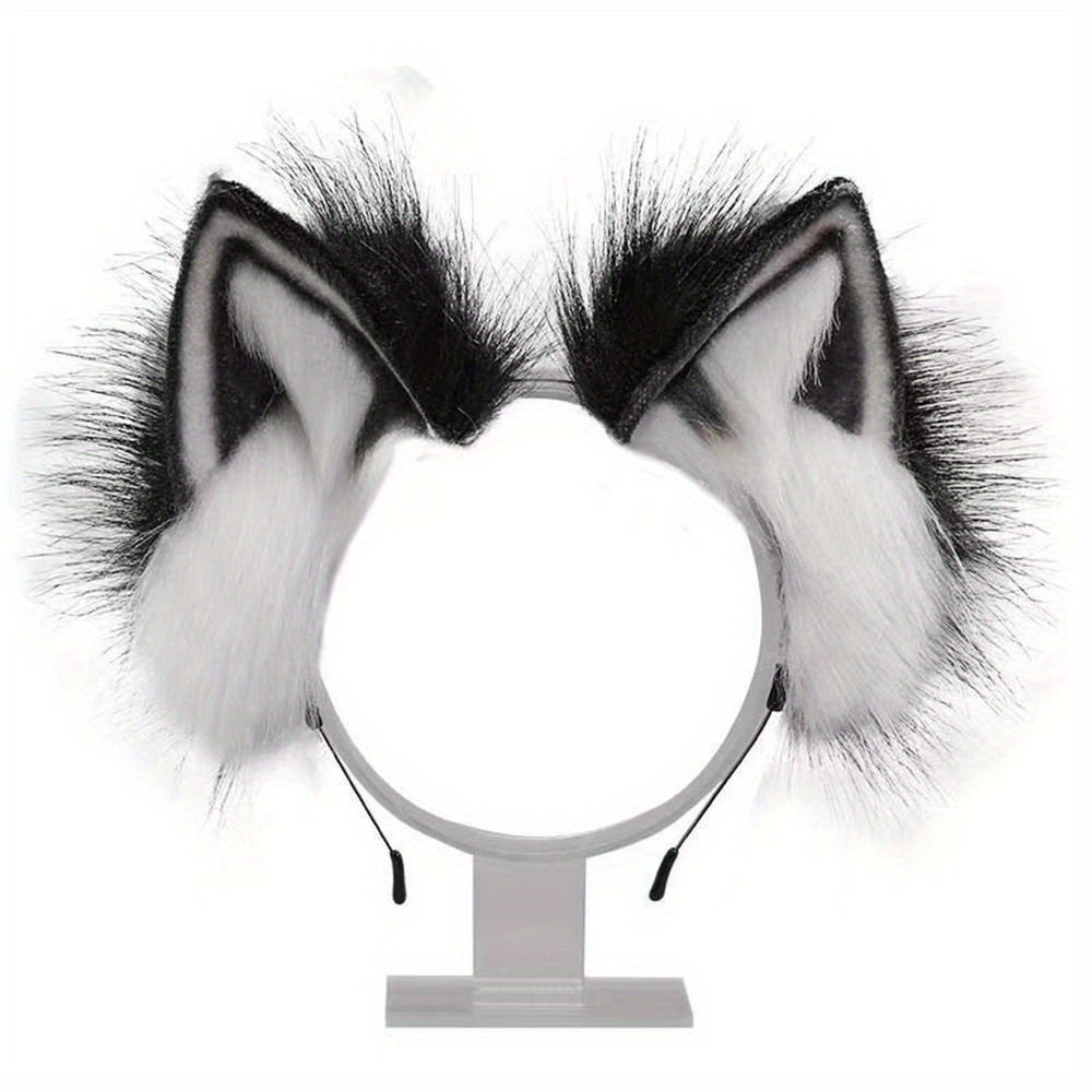 Plush Cat Ears Headband Soft Faux Fur Ear Accessory for Cosplay & Halloween