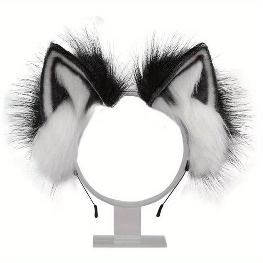Plush Cat Ears Headband Soft Faux Fur Ear Accessory for Cosplay & Halloween