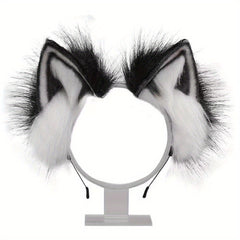 Plush Cat Ears Headband Soft Faux Fur Ear Accessory for Cosplay & Halloween