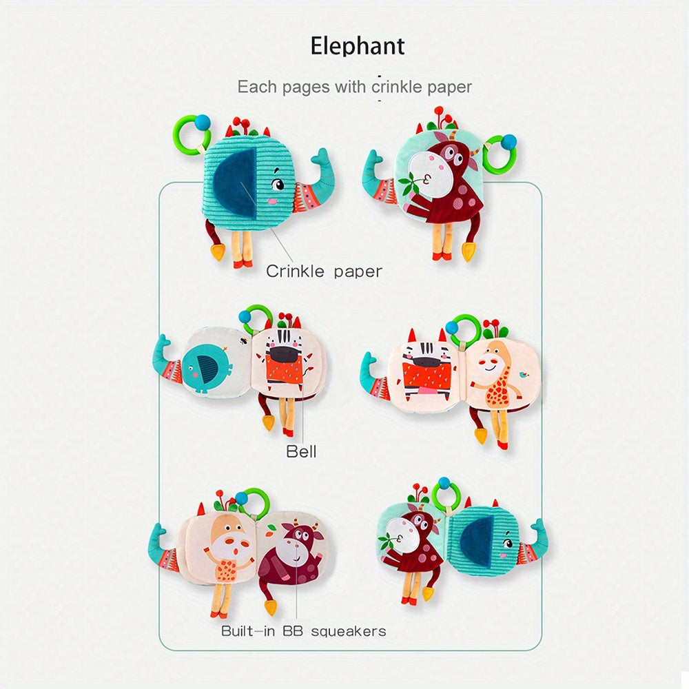 Interactive Youngsters Fabric Book with Animal Tails Sound & Texture Puzzle Toy