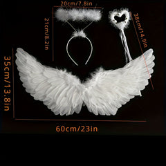 Velvet Angel Wings Set with Headband & Wand for Cosplay