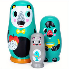 Wooden Matryoshka Dolls Set Santa Claus Pattern Nesting Dolls Home Decor