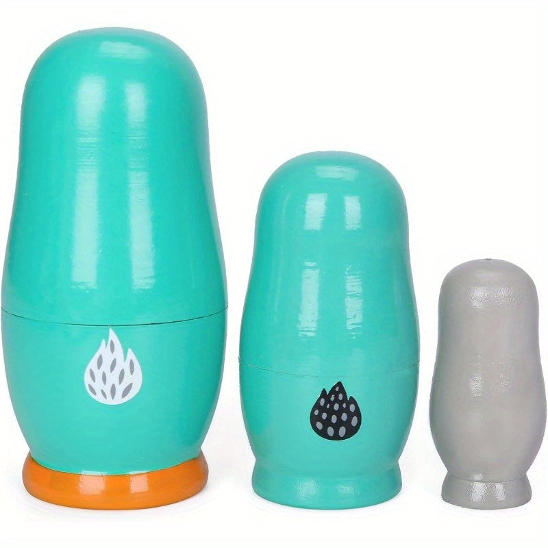 Wooden Matryoshka Dolls Set Santa Claus Pattern Nesting Dolls Home Decor