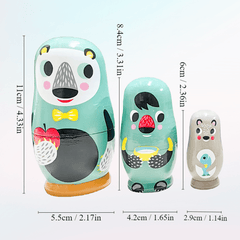 Wooden Matryoshka Dolls Set Santa Claus Pattern Nesting Dolls Home Decor