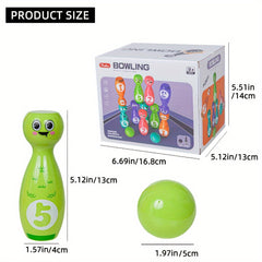 10 Pack Cartoon Bowling Set plus 2 Balls, Colorful Durable Fade-Resistant Design