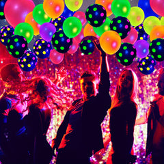 Neon Glow Balloons UV Blacklight Latex Balloons Mixed Polka Dot Reusable