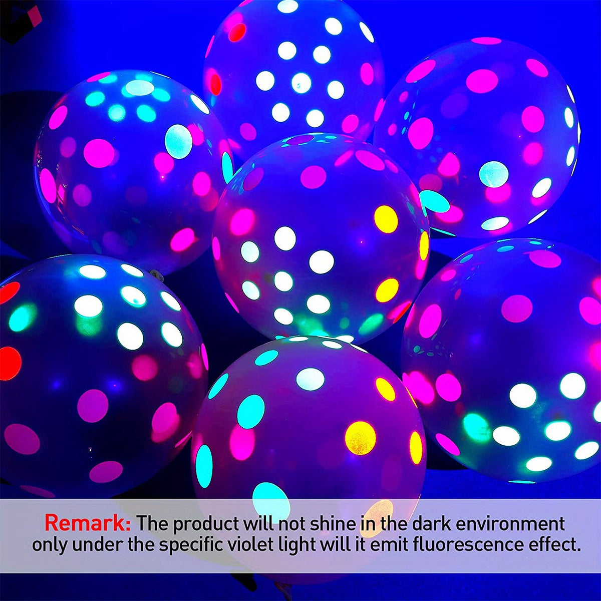 Neon Glow Balloons UV Blacklight Latex Balloons Mixed Polka Dot Reusable