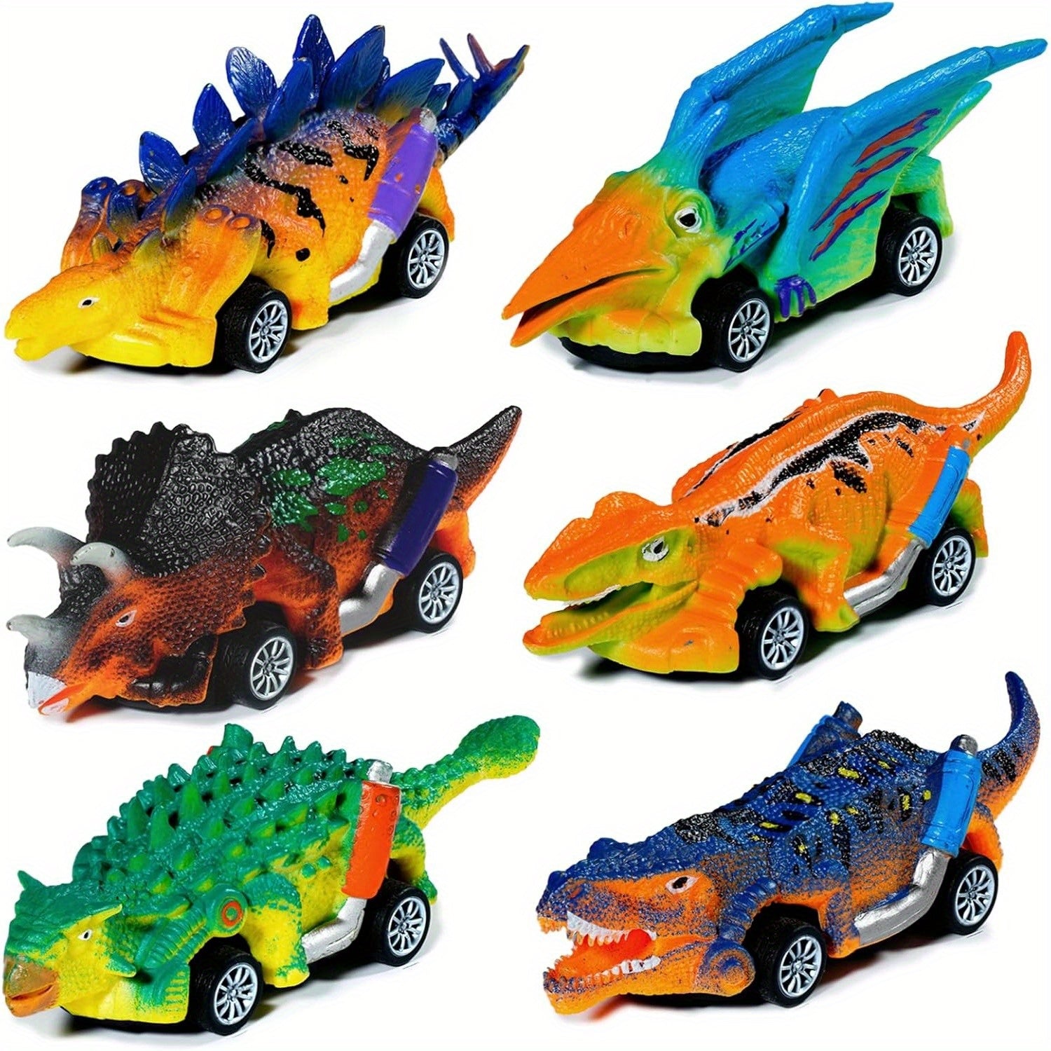Dinosaur Car Toys for Kids 3-7 Years - Educational Push Back Dinosaurs Set