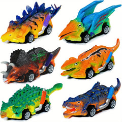 Dinosaur Car Toys for Kids 3-7 Years - Educational Push Back Dinosaurs Set