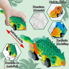 Dinosaur Car Toys for Kids 3-7 Years - Educational Push Back Dinosaurs Set