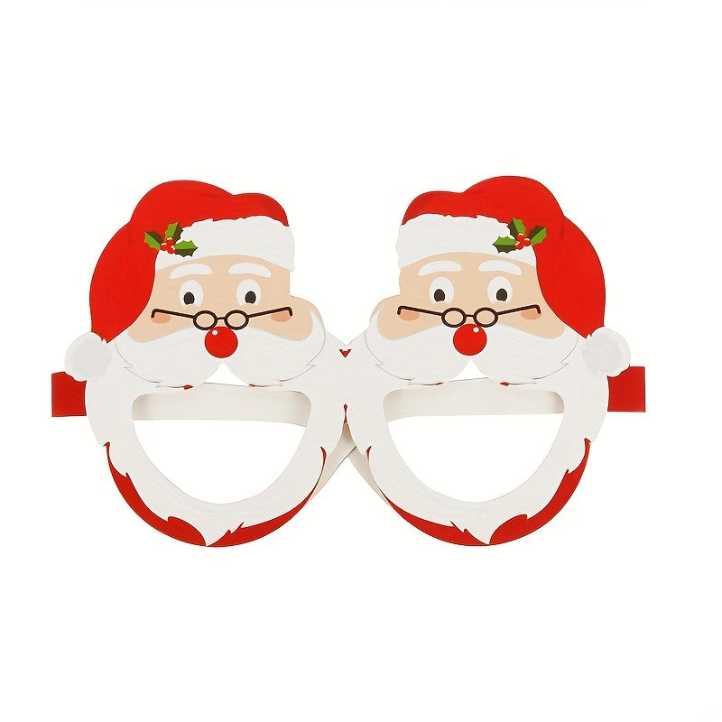 9 Pairs Christmas Paper Glasses Santa Reindeer Snowman Tree Designs