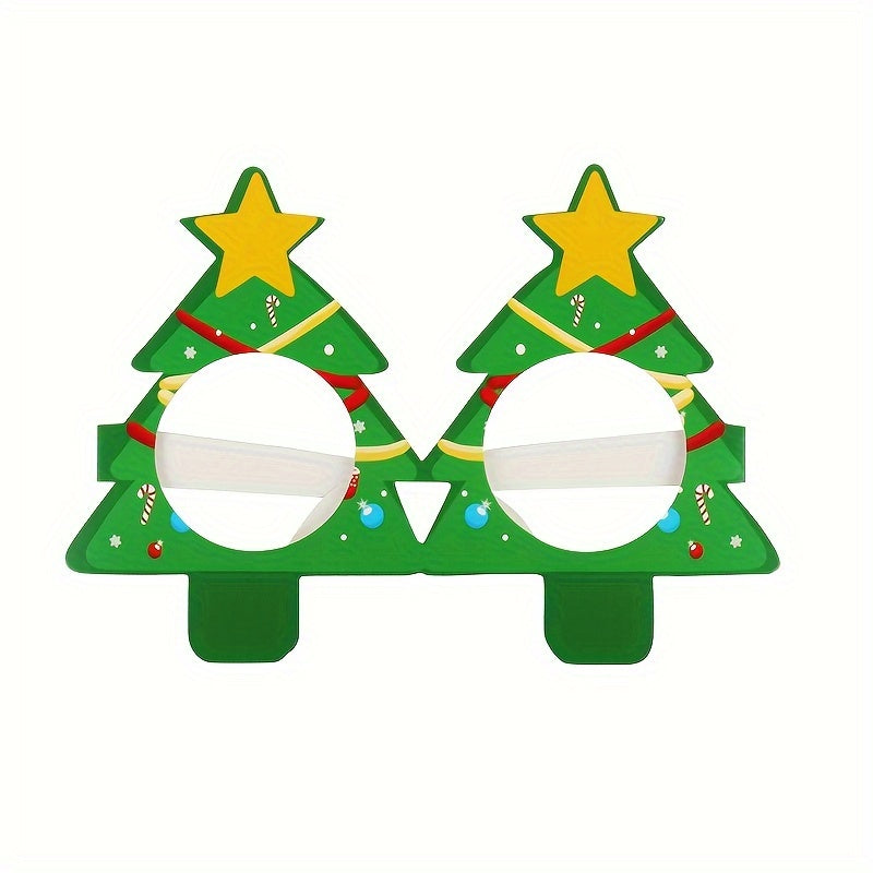 9 Pairs Christmas Paper Glasses Santa Reindeer Snowman Tree Designs