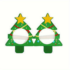 9 Pairs Christmas Paper Glasses Santa Reindeer Snowman Tree Designs