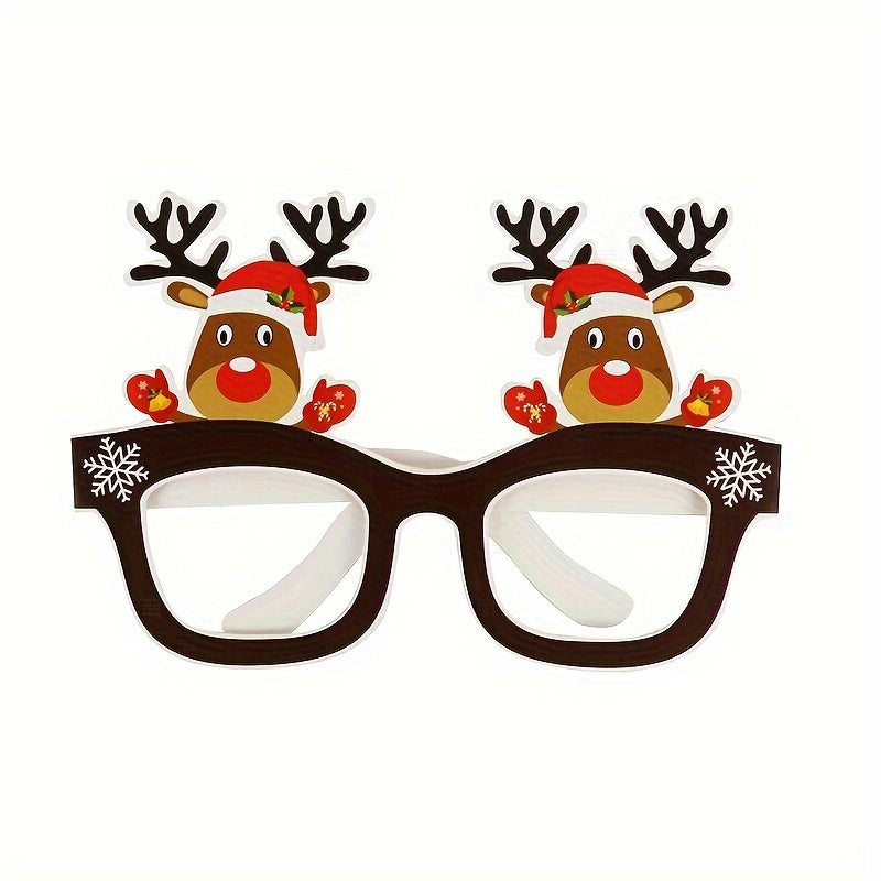 9 Pairs Christmas Paper Glasses Santa Reindeer Snowman Tree Designs
