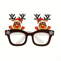9 Pairs Christmas Paper Glasses Santa Reindeer Snowman Tree Designs