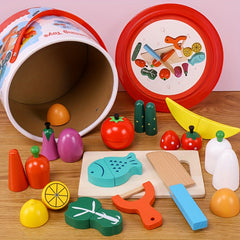 Wooden Kitchen Fruit Vegetable Cut And Chopped Toys